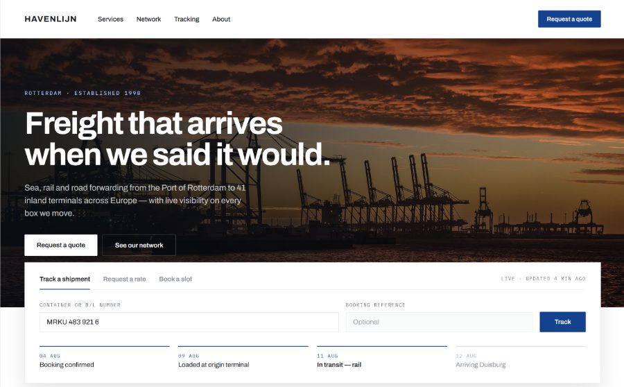 Freight forwarding website built by NordaxIT